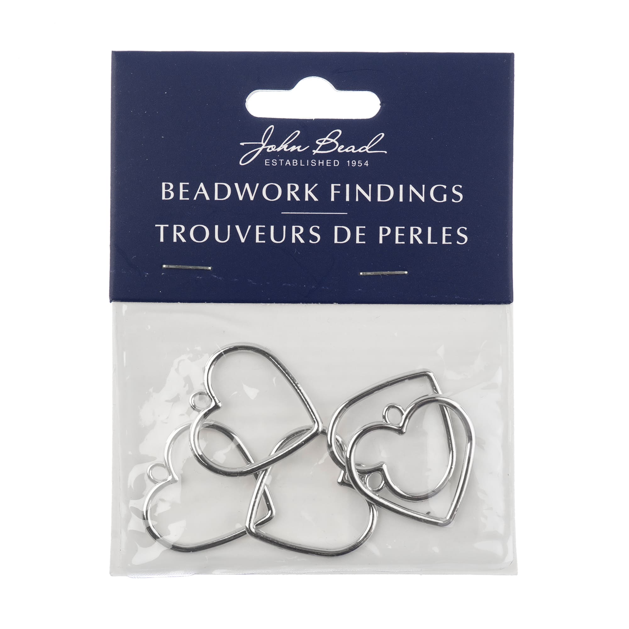 John Bead Silver Heart Pendants, 5ct.
